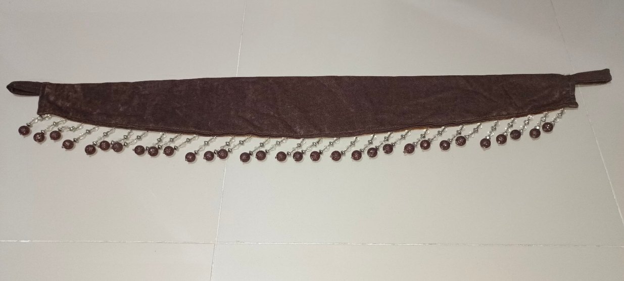 Uzun Beyaz-Kahverengi  perde Boncuk ve aksesuarları - Görsel 4