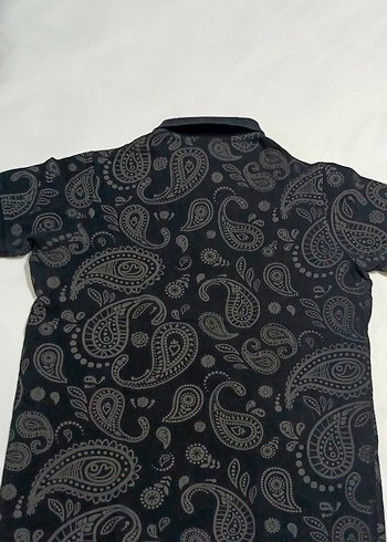 Düğmeli Siyah Desenli Erkek Polo Tişört - Görsel 2