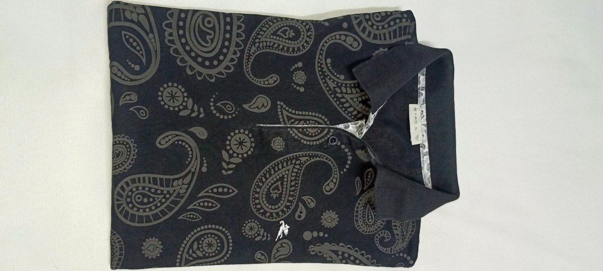 Düğmeli Siyah Desenli Erkek Polo Tişört - Görsel 3