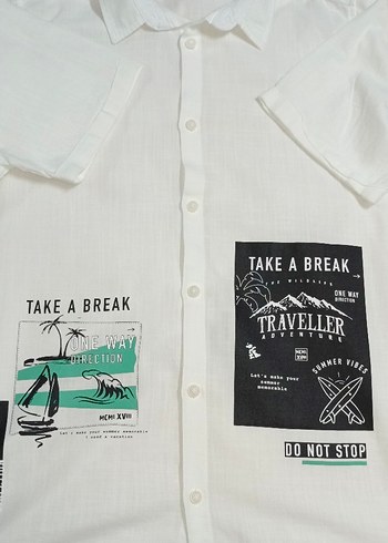 Erkek Çocuk Desenli Kısa Kollu Pamuklu Gömlek - Görsel 3