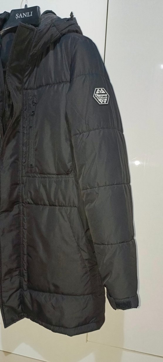 Siyah Erkek  Düğmeli Street Wear Kaban - Görsel 5