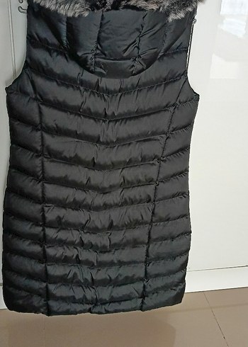 Siyah Kürklü Midi Kadın Yelek - Görsel 3