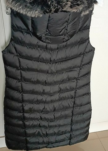 Siyah Kürklü Midi Kadın Yelek - Görsel 4