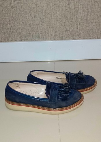 Kızlar için lacivert i Süet Püsküllü Loafer Ayakkabı - Görsel 3