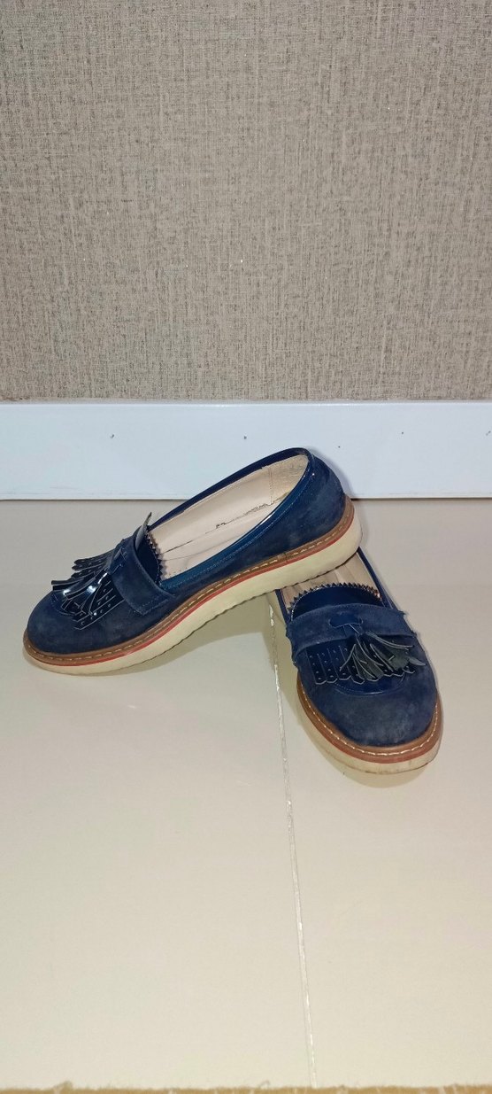 Kızlar için lacivert i Süet Püsküllü Loafer Ayakkabı - Görsel 2