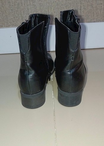 Deri Siyah Topuklu Kadın Bot - Görsel 5