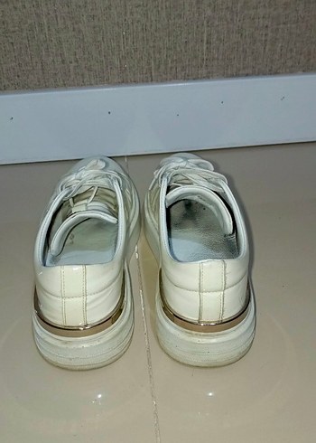 Beyaz Minimalist rugan erkek Spor Ayakkabı - Görsel 4