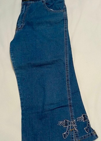 Mavi Bol Kesim Midi Boy Kadın Kot Pantolon - Görsel 3