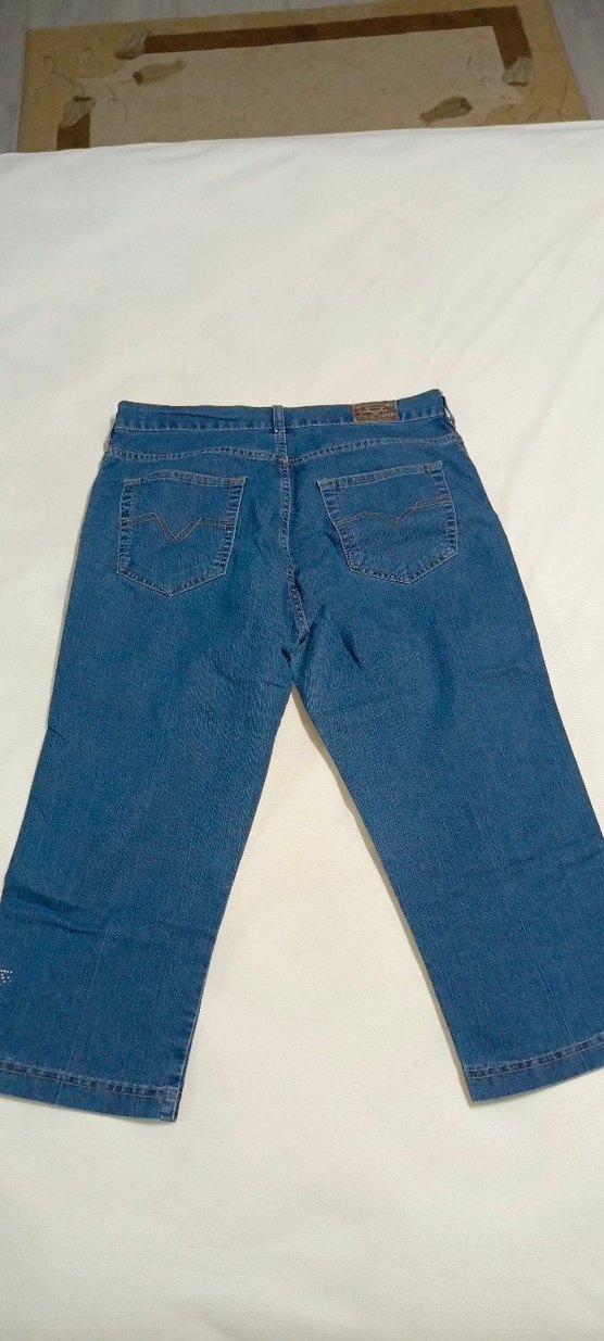 Mavi Bol Kesim Midi Boy Kadın Kot Pantolon - Görsel 2