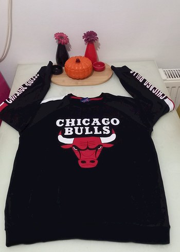 nba 13 yas Chicago Bulls Baskılı Siyah Erkek Sweatshirt - Görsel 2