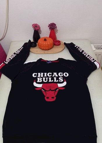nba 13 yas Chicago Bulls Baskılı Siyah Erkek Sweatshirt - Görsel 3