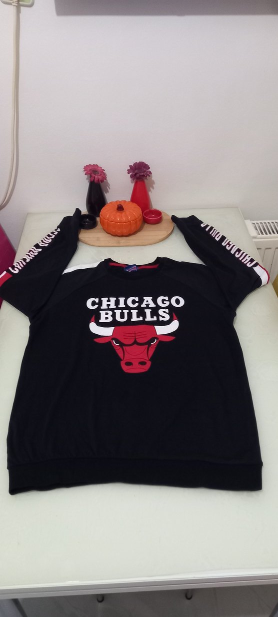 nba 13 yas Chicago Bulls Baskılı Siyah Erkek Sweatshirt - Görsel 2