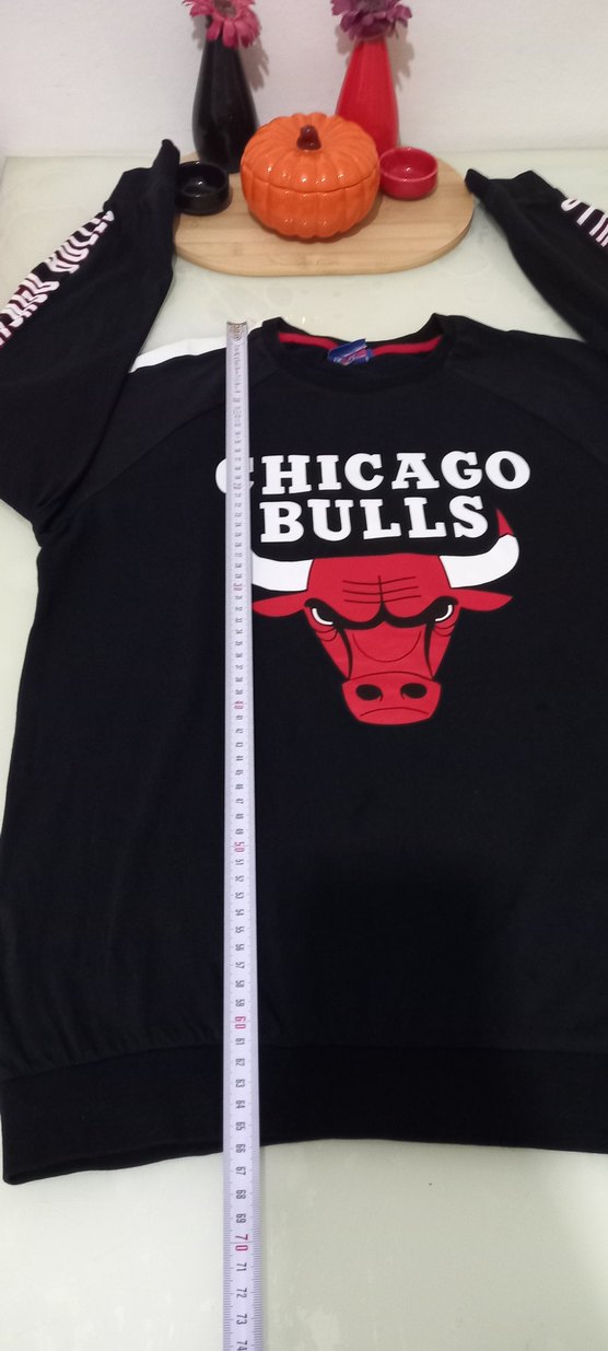 nba 13 yas Chicago Bulls Baskılı Siyah Erkek Sweatshirt - Görsel 5