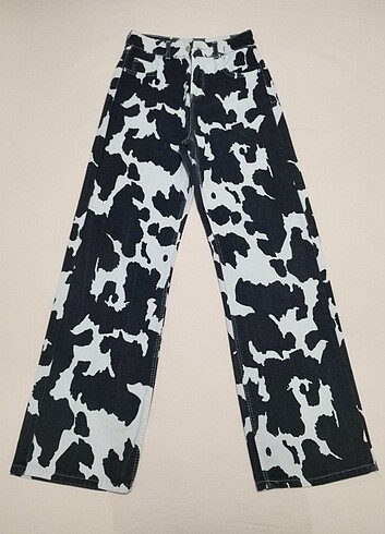 Diğer İnek Desenli Wide Leg Jean
