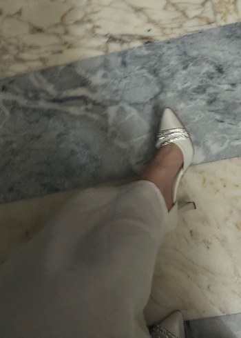 36 Beden Beyaz Drapeli Stiletto Kadın Abiye Ayakkabı