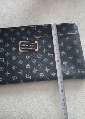 Gri Baskılı Kadın Fermuarlı Portföy Çanta - Görsel 3