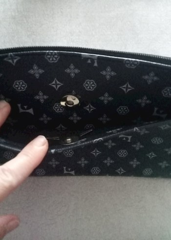 Gri Baskılı Kadın Fermuarlı Portföy Çanta - Görsel 6