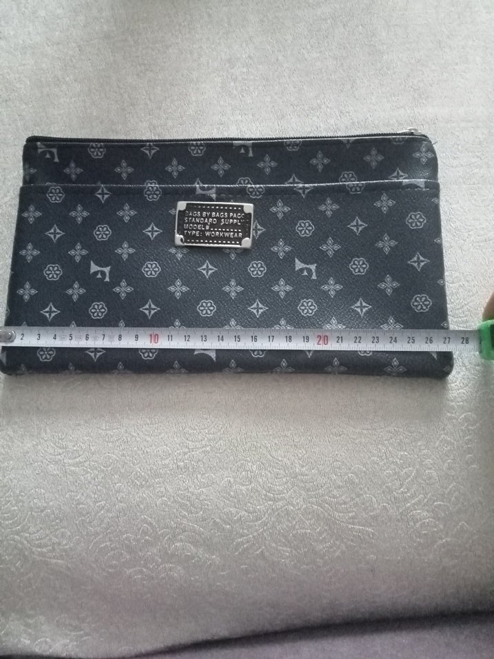 Gri Baskılı Kadın Fermuarlı Portföy Çanta - Görsel 4