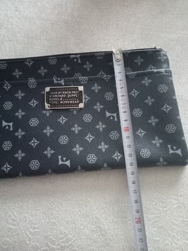 Gri Baskılı Kadın Fermuarlı Portföy Çanta - Görsel 3