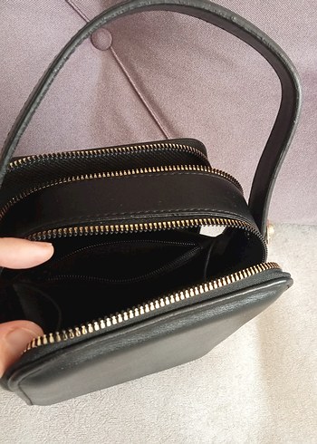 Siyah Deri Kadın El Çantası - Görsel 5