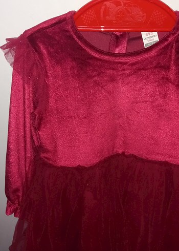 Kız Çocuk Bordo Fırfırlı Uzun Kollu Elbise - Görsel 2