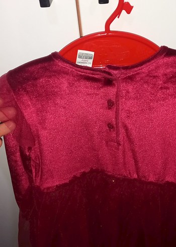 Kız Çocuk Bordo Fırfırlı Uzun Kollu Elbise - Görsel 5