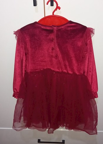 Kız Çocuk Bordo Fırfırlı Uzun Kollu Elbise - Görsel 7