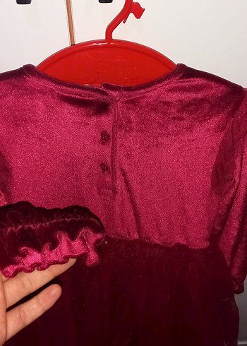 Kız Çocuk Bordo Fırfırlı Uzun Kollu Elbise - Görsel 6