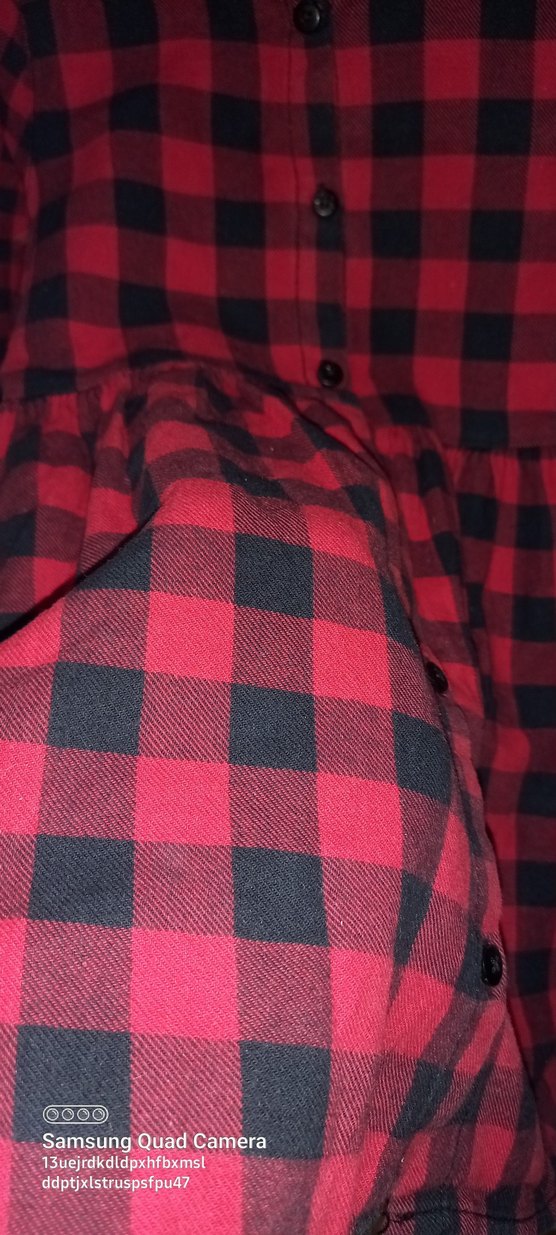 Kız Çocuk Kırmızı Kareli Düğmeli Elbise - Görsel 3