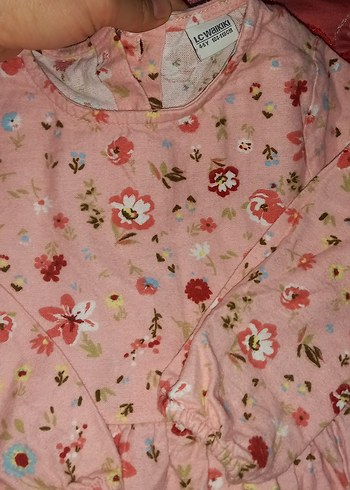 Pembe Çiçek Desenli Uzun Kollu Kız Elbisesi - Görsel 2