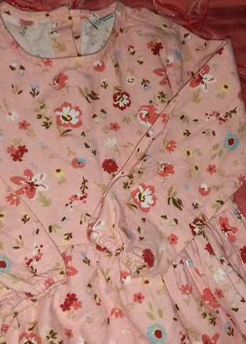 Pembe Çiçek Desenli Uzun Kollu Kız Elbisesi - Görsel 4