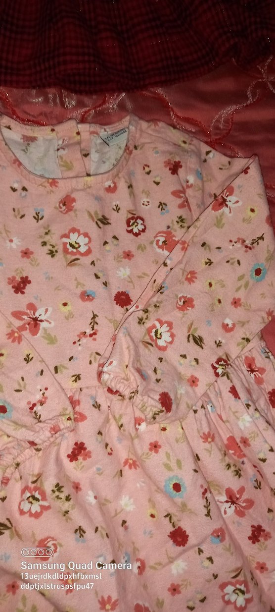 Pembe Çiçek Desenli Uzun Kollu Kız Elbisesi - Görsel 4