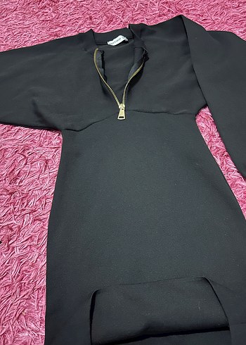 Uzun Kollu Siyah Dar Kesim Kadın Elbise - Görsel 2