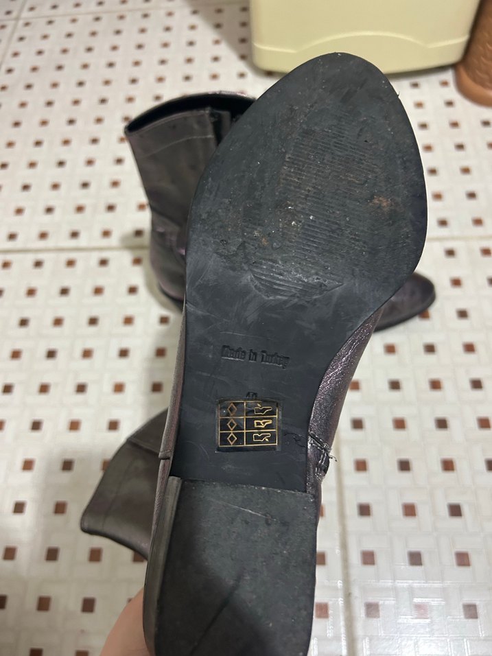 Kahverengi Yılan Desenli Kadın Deri Bot - Görsel 4