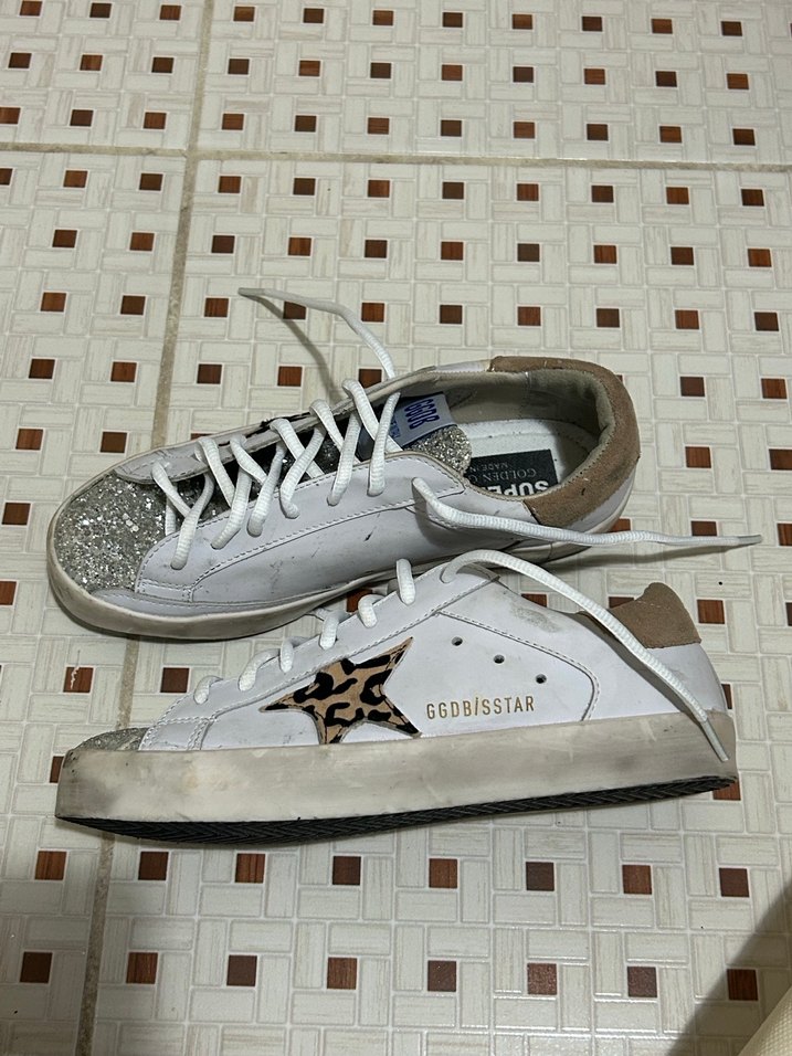 Beyaz Leopar Desenli Payetli Kadın Spor Ayakkabı - Görsel 2