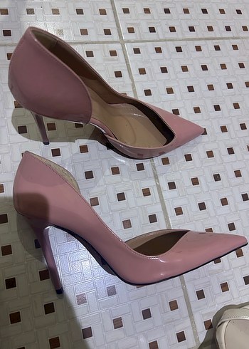 Pembe Rugan Stiletto Topuklu Kadın Ayakkabı - Görsel 4