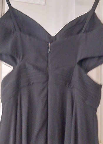 Siyah Uzun Drapeli Straplez Gotik Elbise - Görsel 3