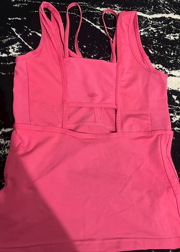 Pembe V Yaka Kolsuz Spor üst - Görsel 3