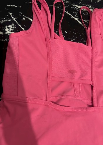 Pembe V Yaka Kolsuz Spor üst - Görsel 4