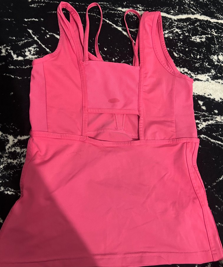 Pembe V Yaka Kolsuz Spor üst - Görsel 3