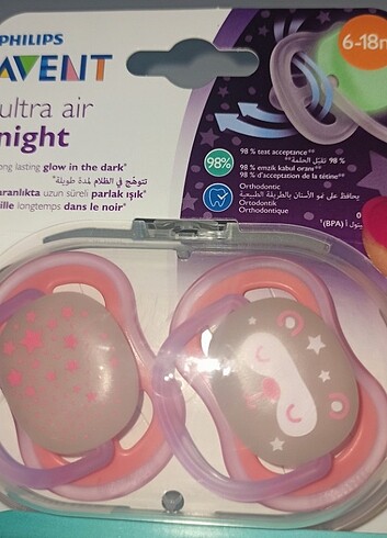 Philips avent karanlıkta ışıldayan 6ve18 emzik 