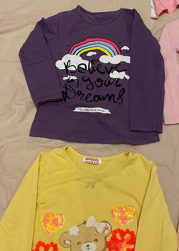 Kız Çocuk Çok Renkli Uzun Kollu Tişörtler - Görsel 3