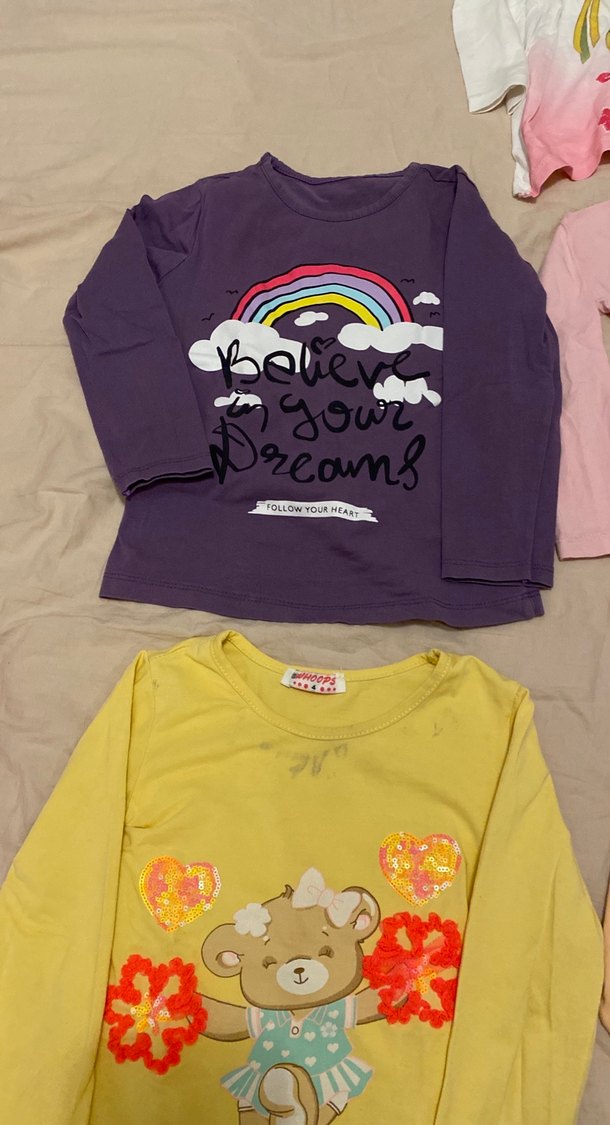 Kız Çocuk Çok Renkli Uzun Kollu Tişörtler - Görsel 3