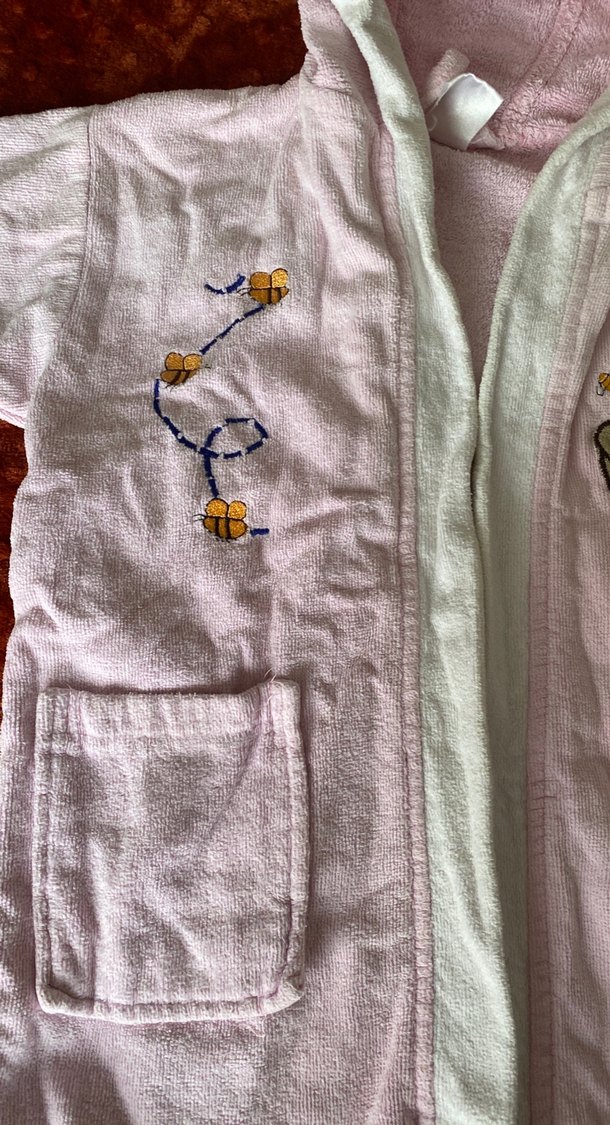 Kız Çocuk Nakışlı Pembe Kapüşonlu Bornoz - Görsel 3