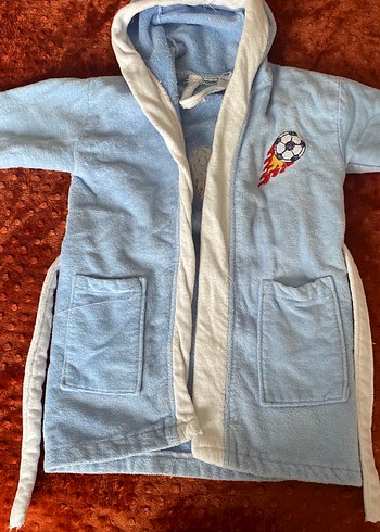 Kapüşonlu Erkek Çocuk Bornoz - Mavi - Görsel 2