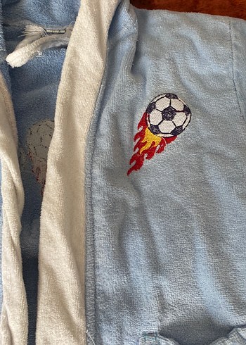 Kapüşonlu Erkek Çocuk Bornoz - Mavi - Görsel 3