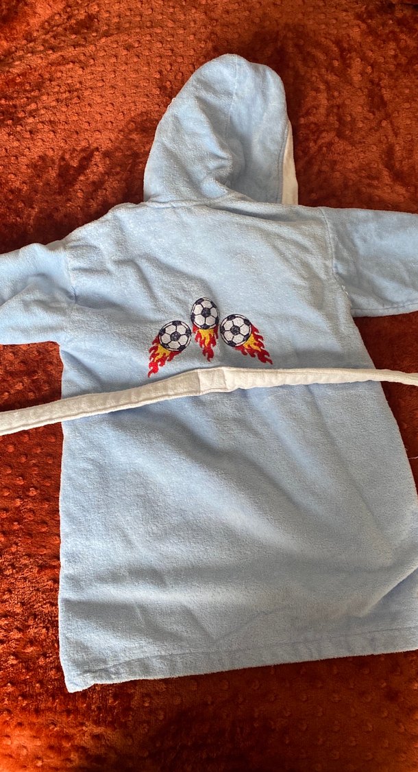 Kapüşonlu Erkek Çocuk Bornoz - Mavi - Görsel 4