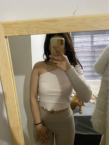 m Beden HM crop toz pembe