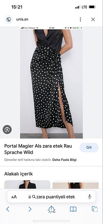 Zara puantiyeli etek
