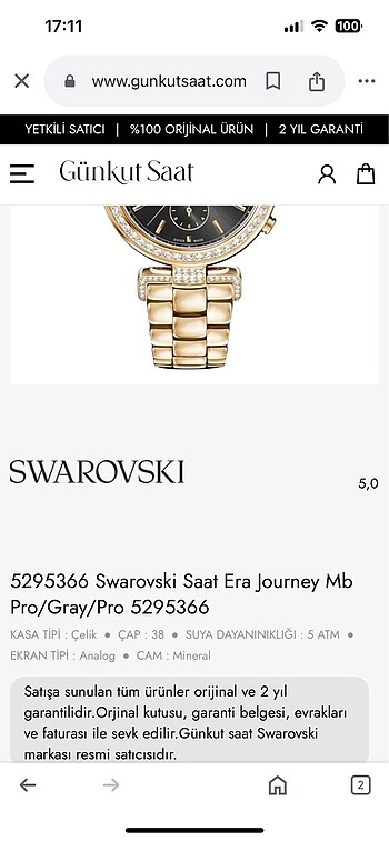  Beden Swarovski saat